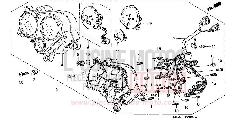 MESSGERAET (CB600F22) von Hornet S CANDY XENON BLUE (PB324) von 2002